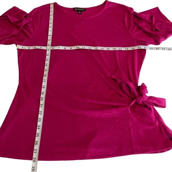 INC International Concepts Blouse Round Neck Pink Fuchsia Rose Side Knot Tie XXL - Picture 7 of 11